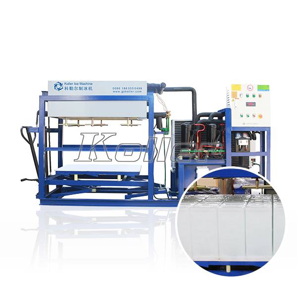 Koller block ice machine for construction cooling