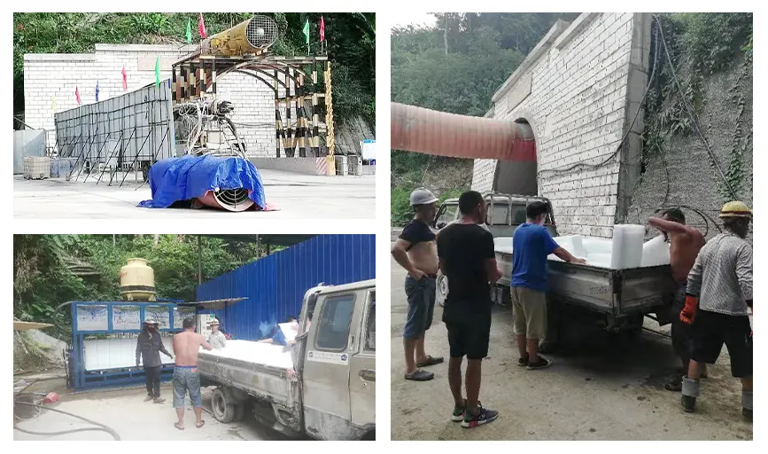 Ice block machine case in Laos for construction cooling
