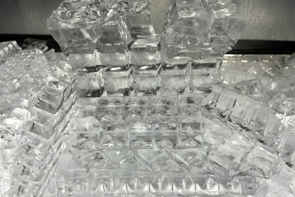 piles of cube ice