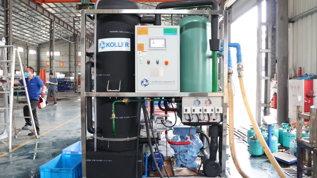 Industrial tube ice machine equipment in a factory setting